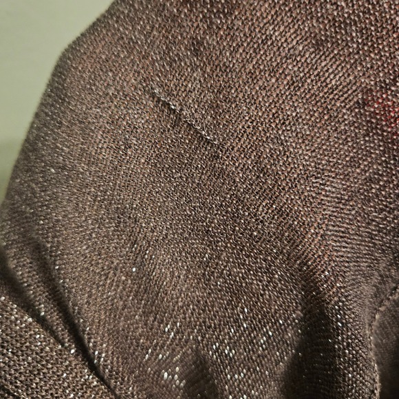 Eileen Fisher Brown Metallic Open Knit Cardigan XL Lagenlook Wedding Formal‎ - Picture 11 of 12